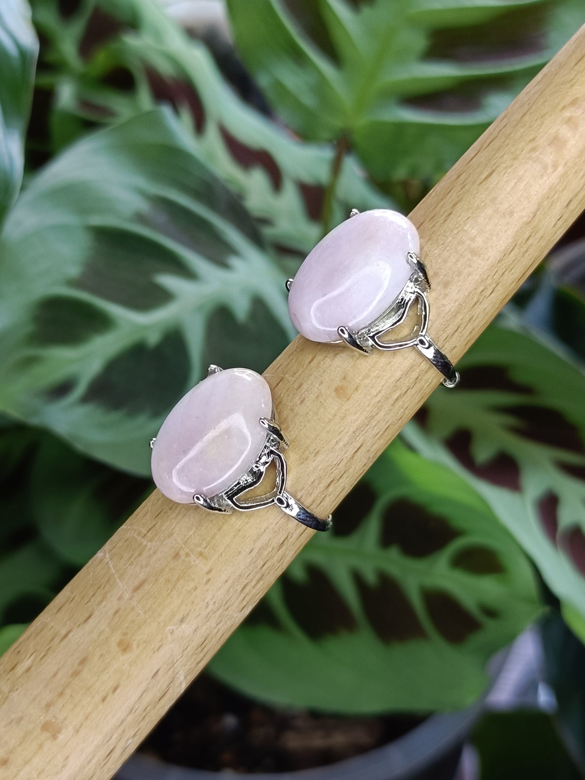 Chunky Kunzite Ring - Silver-Plated Copper
