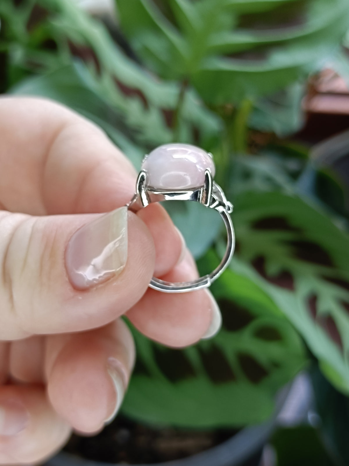 Chunky Kunzite Ring - Silver-Plated Copper
