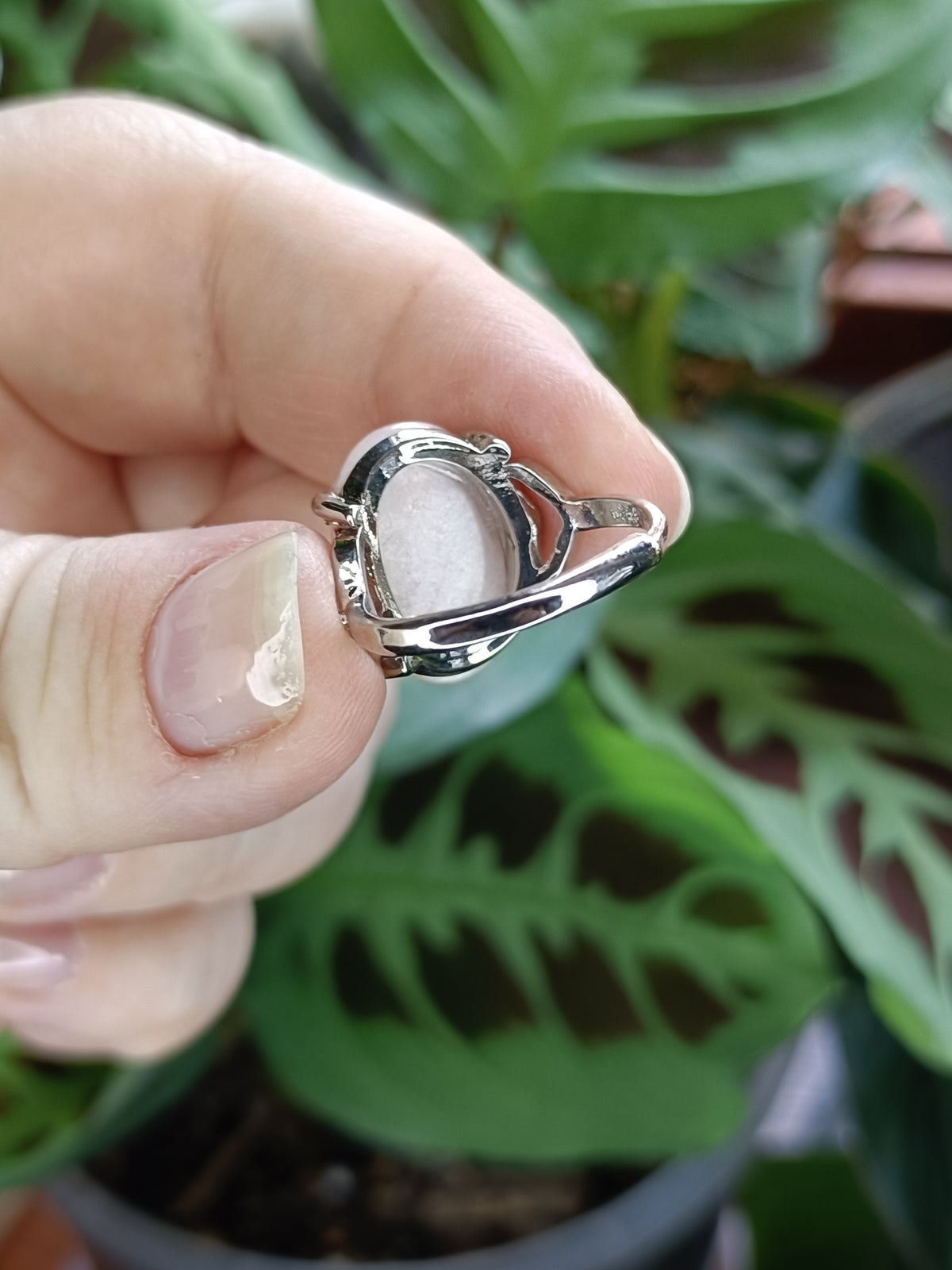 Chunky Kunzite Ring - Silver-Plated Copper