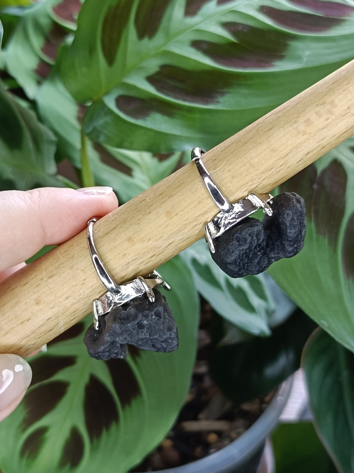 Chunky Tektite Ring - Silver-Plated Copper