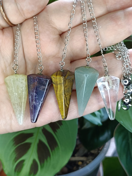 Mixed Gemstone Pendulums - Silver-Plated Copper
