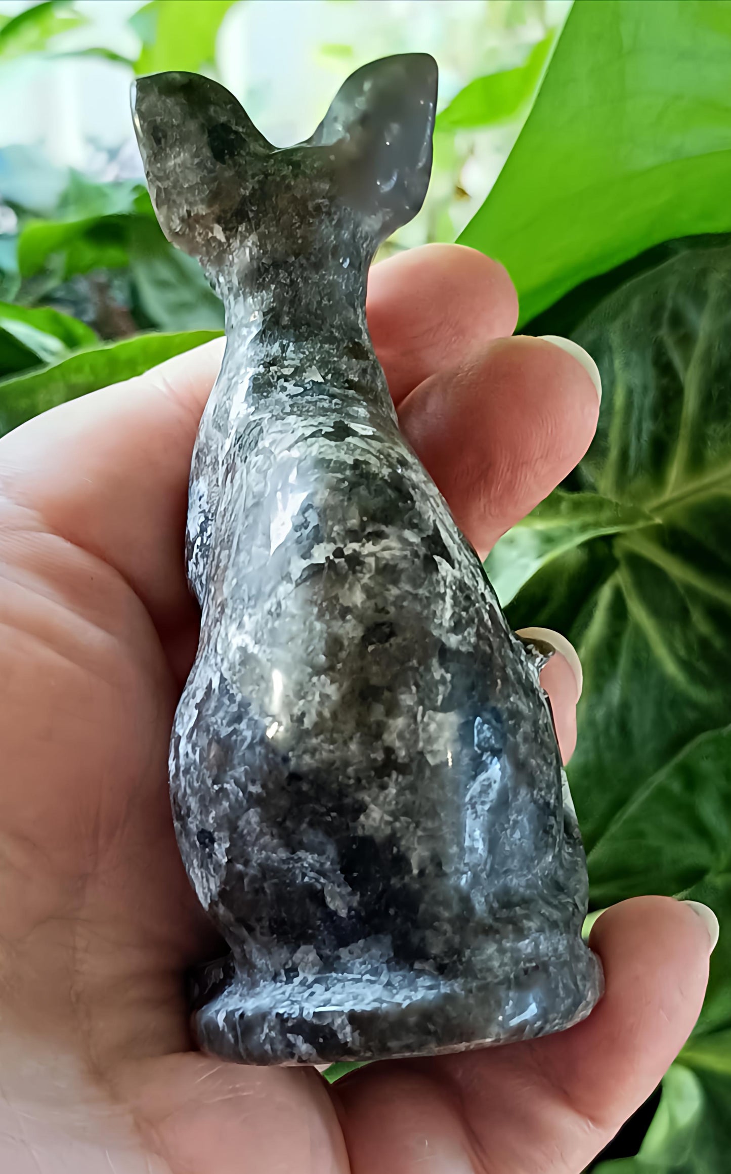 Sodalite & Syenite 'Emberlite/Yooperlite' Sphinx Cat Carving - 178g