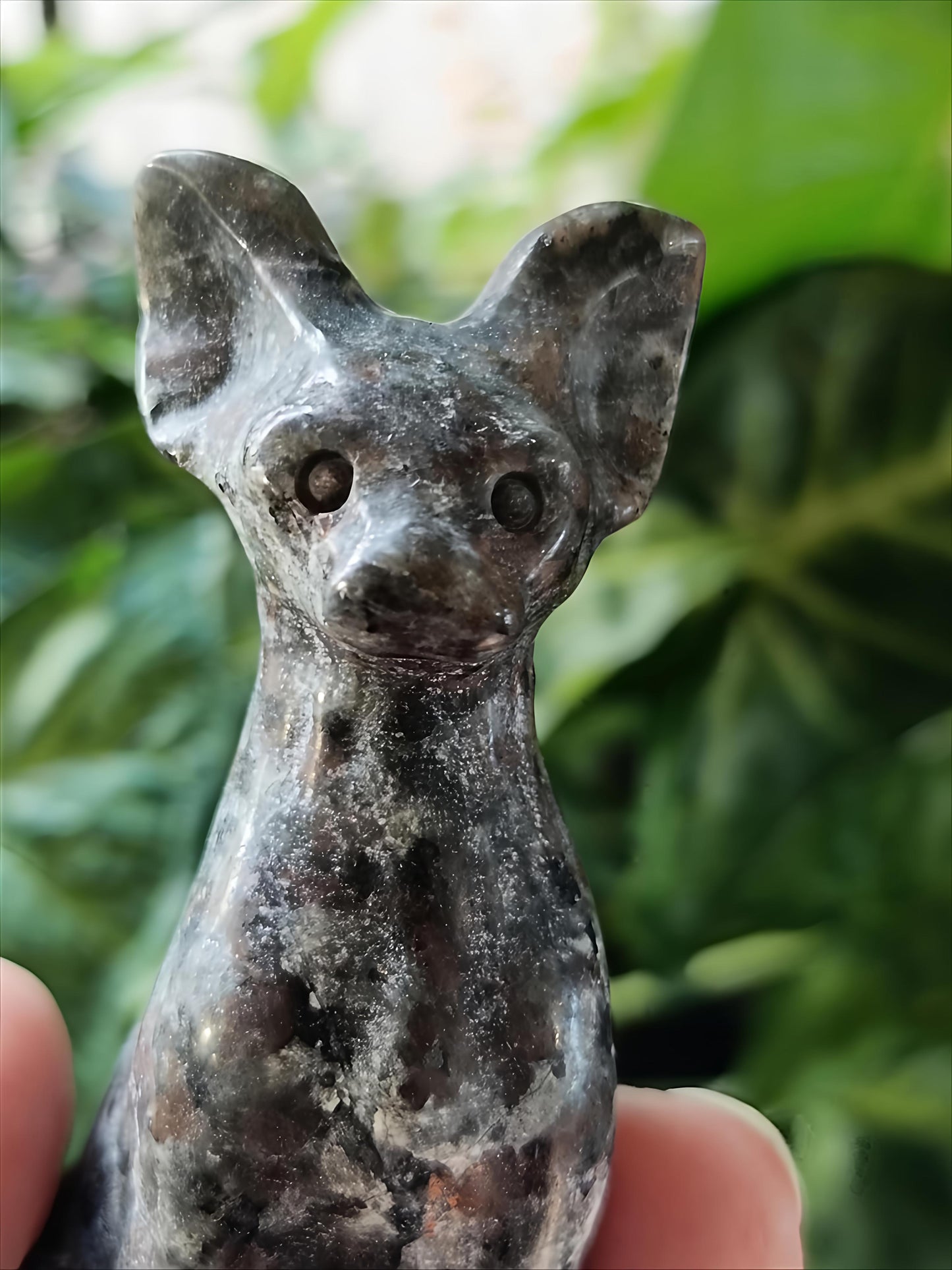 Sodalite & Syenite 'Emberlite/Yooperlite' Sphinx Cat Carving - 178g
