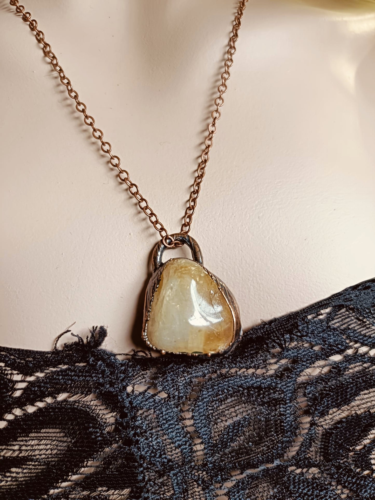 Citrine Copper Electroformed Pendant Necklace