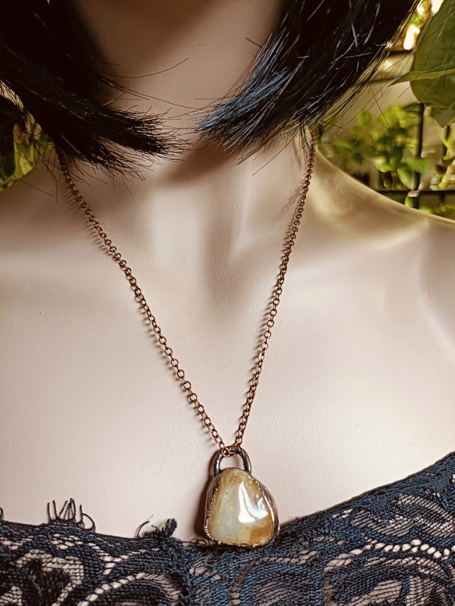 Citrine Copper Electroformed Pendant Necklace