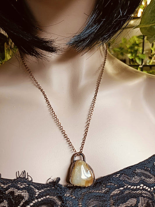 Citrine Copper Electroformed Pendant Necklace