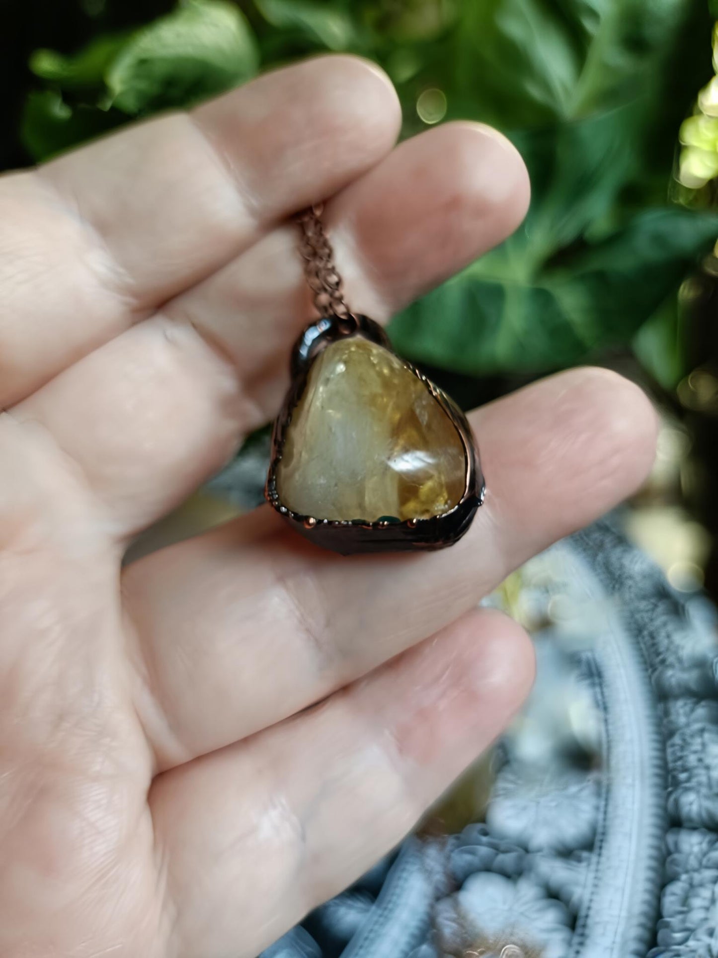 Citrine Copper Electroformed Pendant Necklace