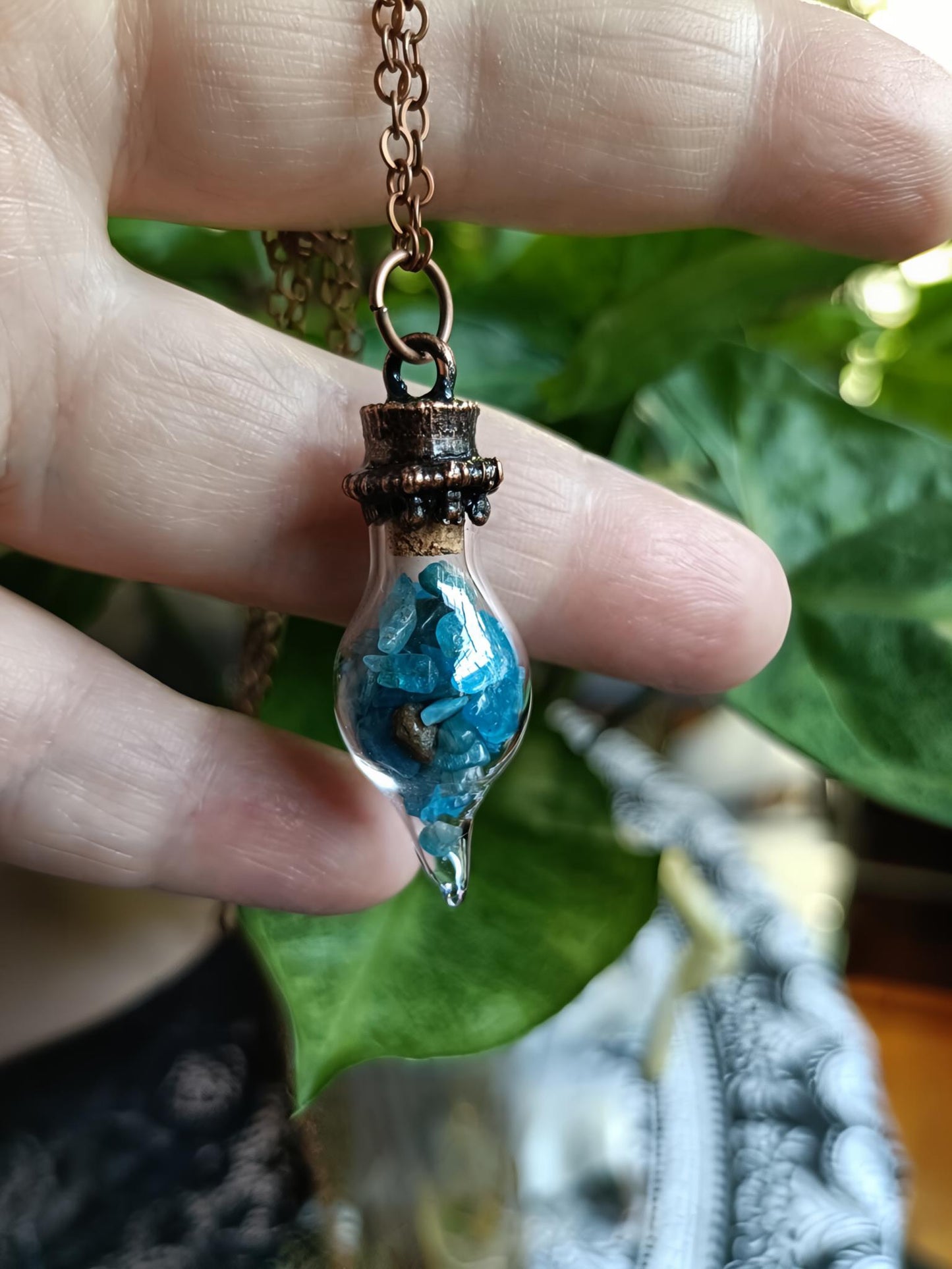 Assorted Glass Vial Copper Electroformed Pendant Necklace