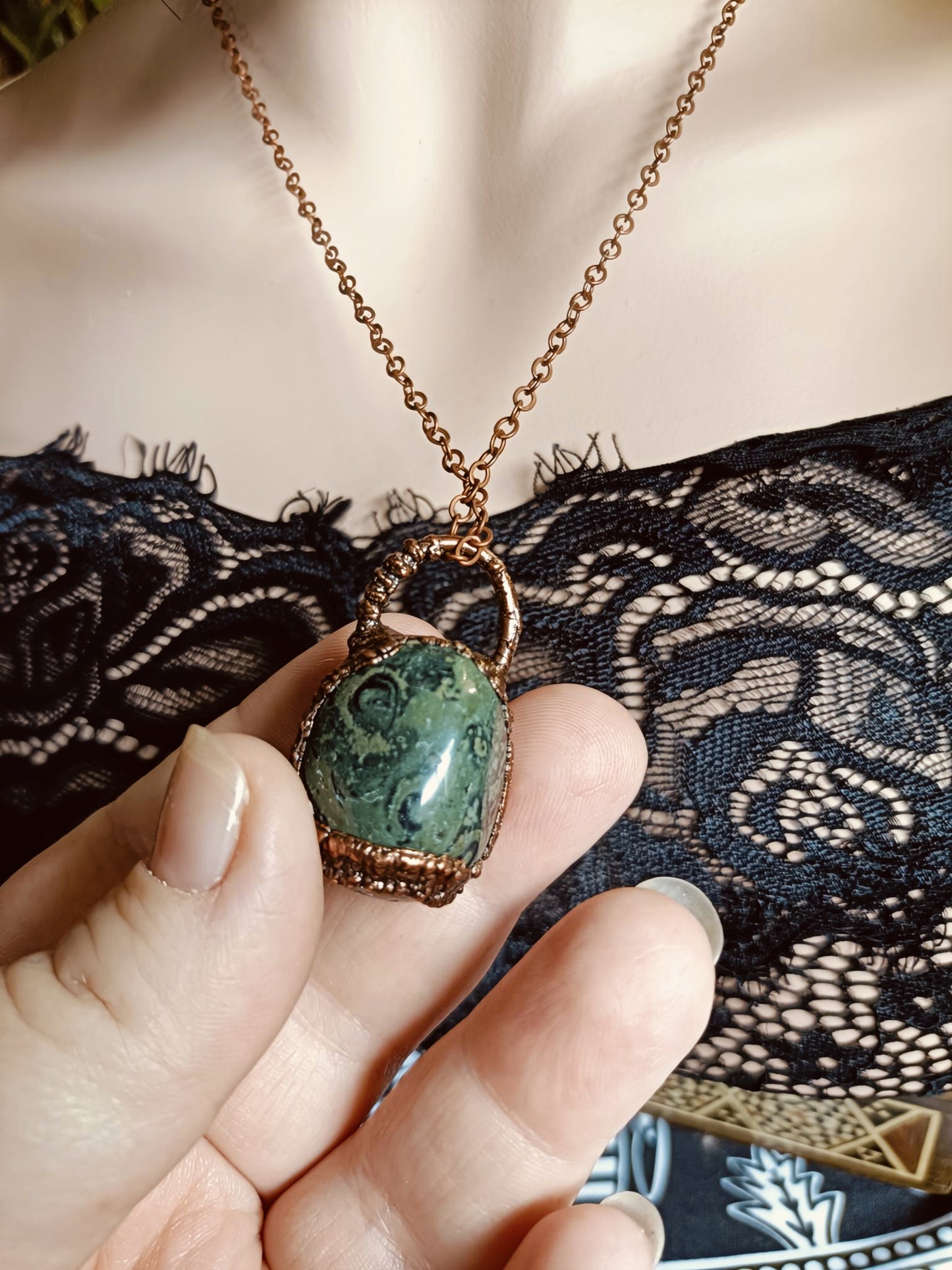 Copper Electroformed Kambaba Jasper Tumble Stone Necklace