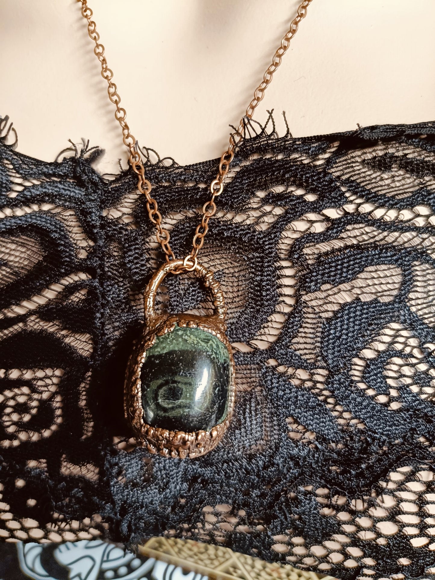 Copper Electroformed Kambaba Jasper Tumble Stone Necklace