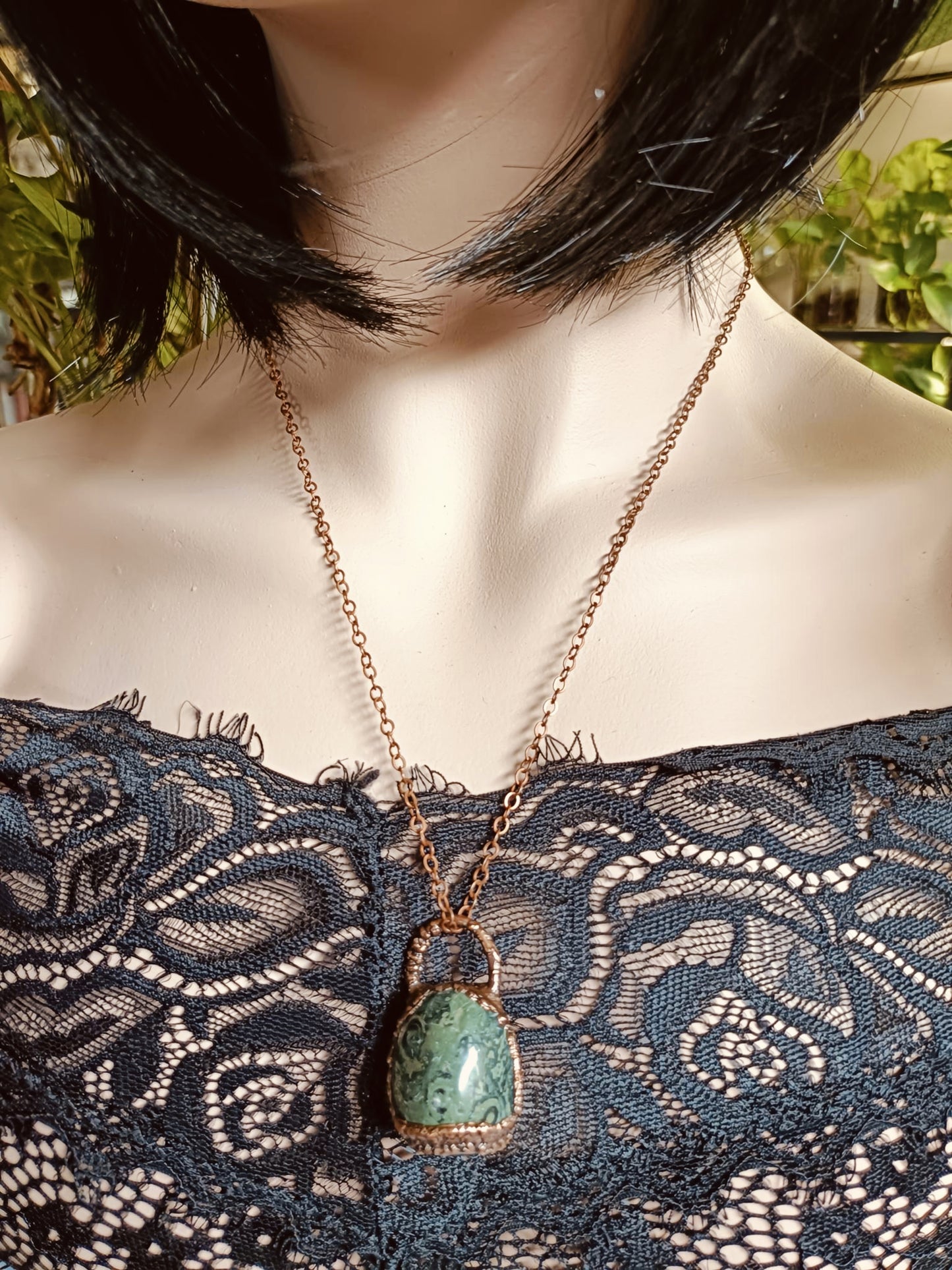 Copper Electroformed Kambaba Jasper Tumble Stone Necklace