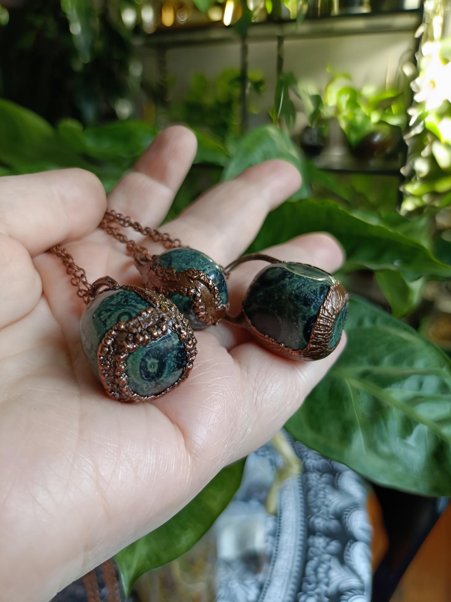 Copper Electroformed Kambaba Jasper Tumble Stone Necklace