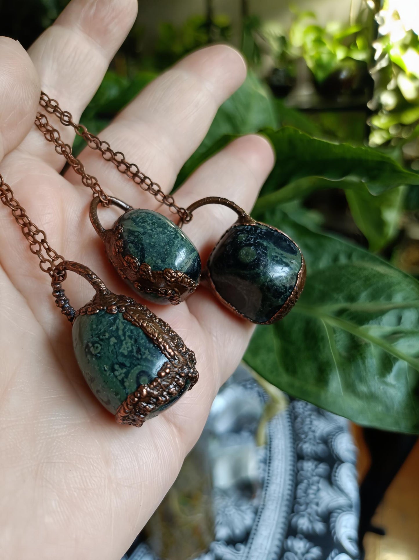 Copper Electroformed Kambaba Jasper Tumble Stone Necklace