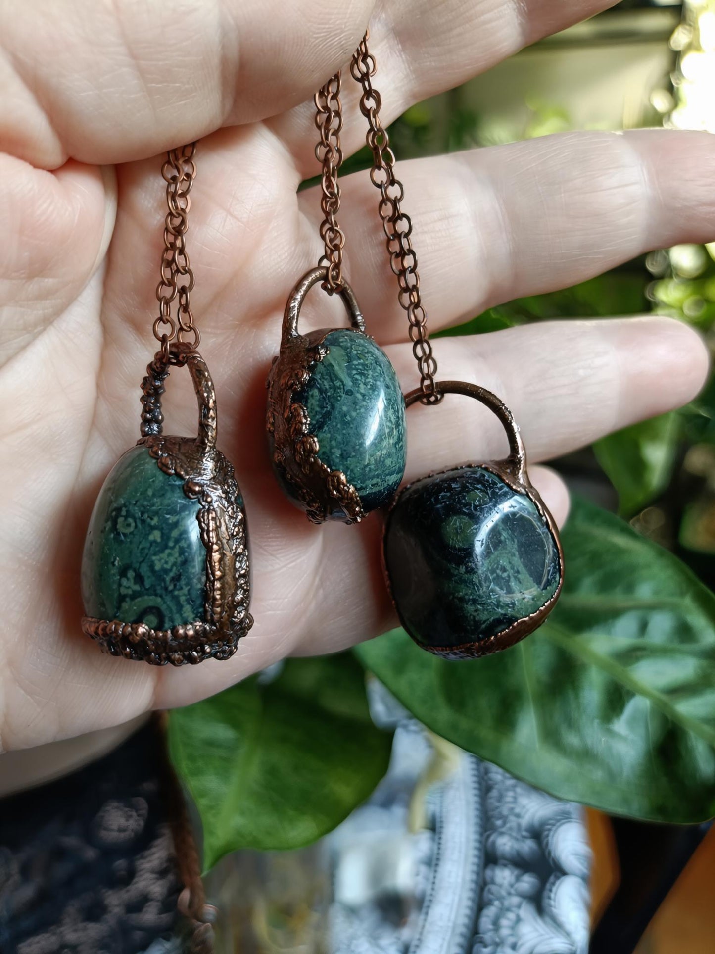 Copper Electroformed Kambaba Jasper Tumble Stone Necklace