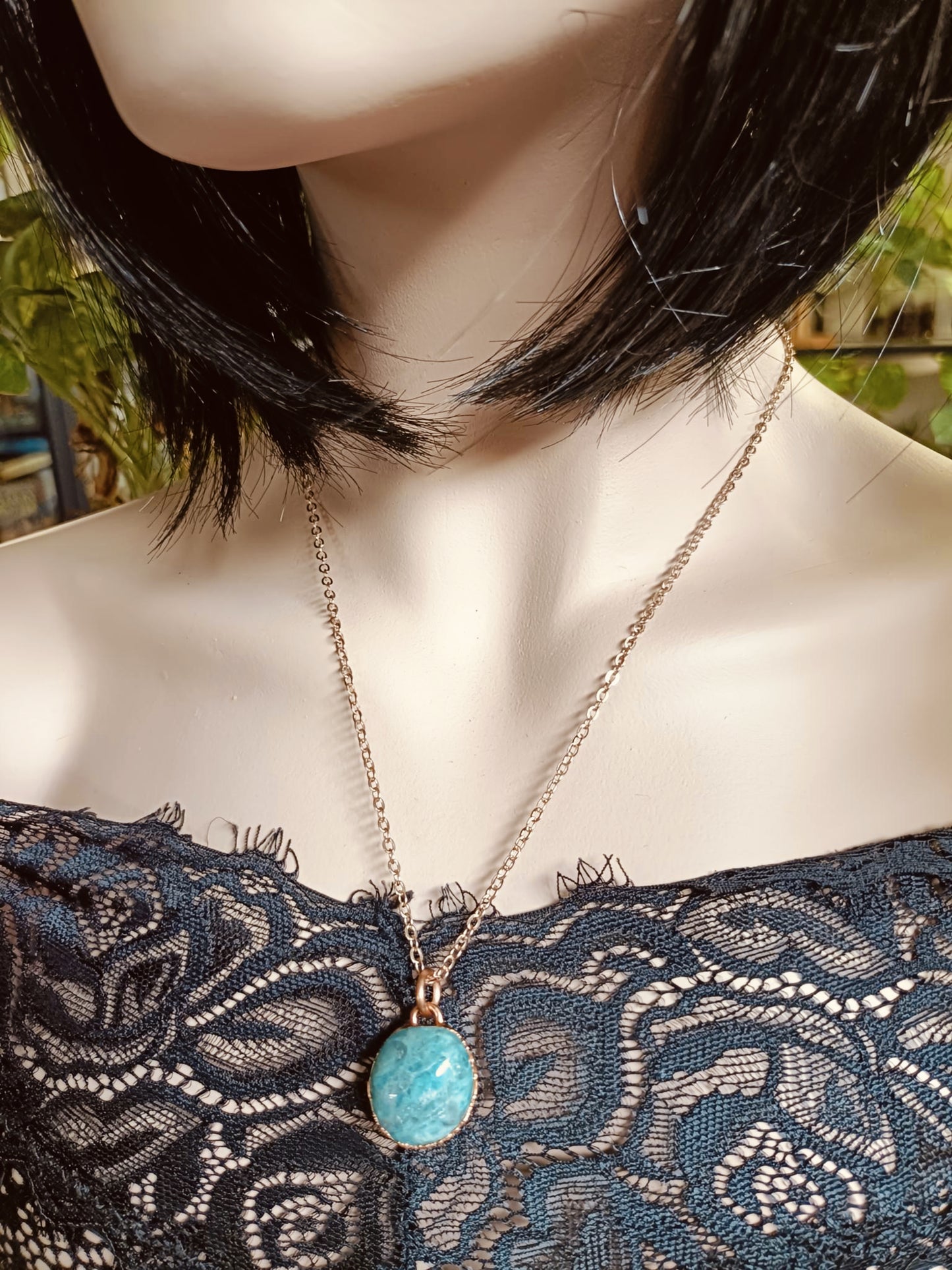 Handmade Amazonite Polished Tumble Pendant Necklace