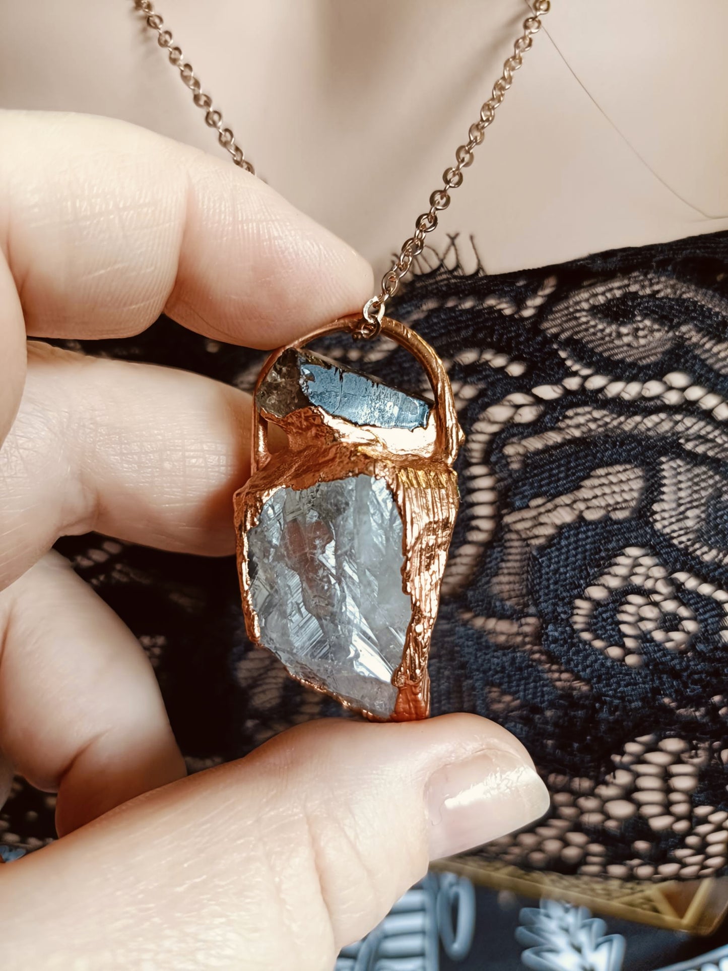 Handmade Australian Smokey Quartz and Clear Quartz Talisman Necklace