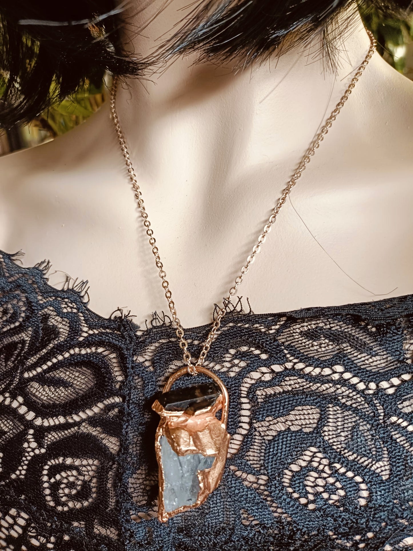 Handmade Australian Smokey Quartz and Clear Quartz Talisman Necklace