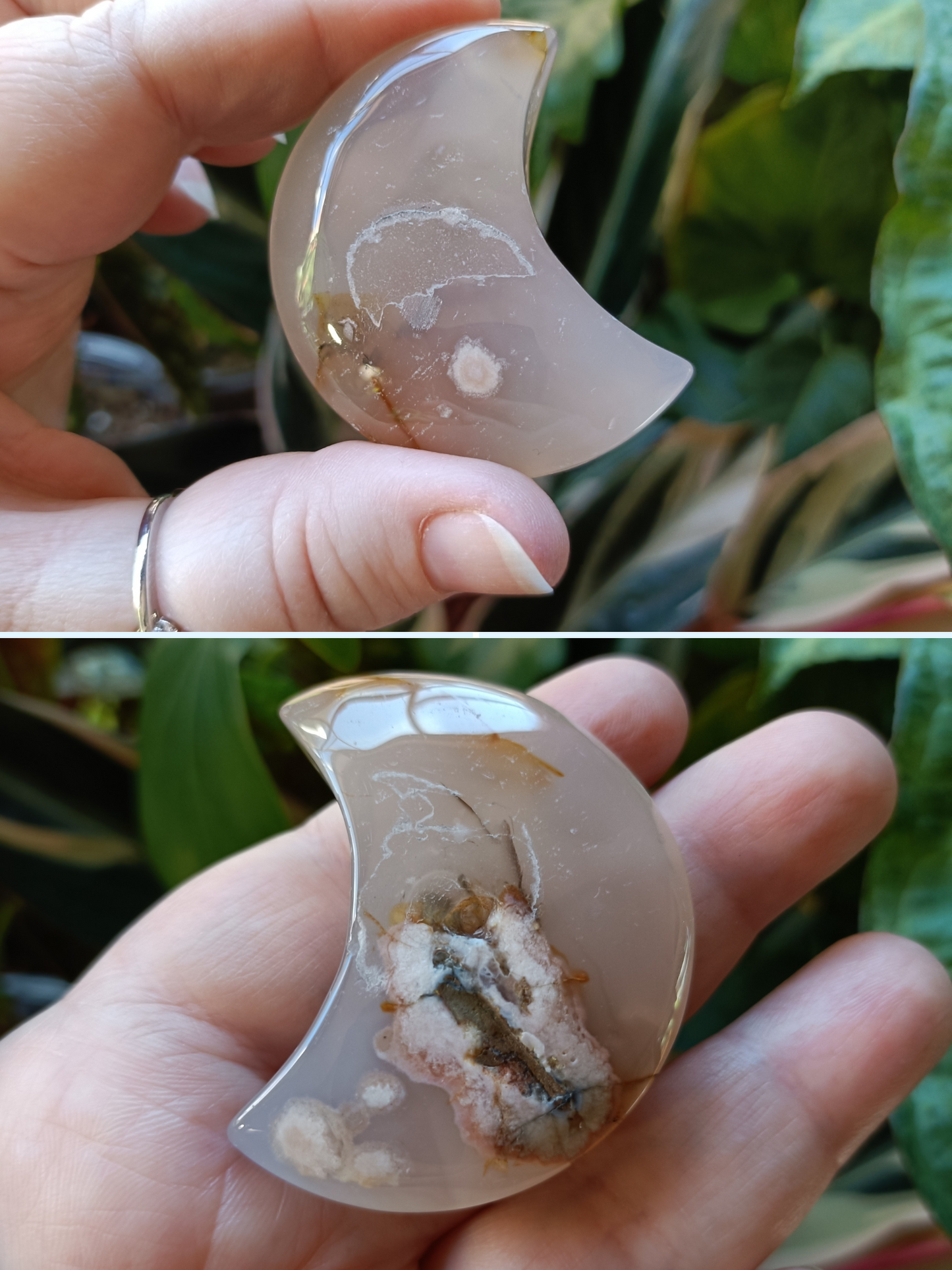 Pink Flower Agate Moon - 40-50g