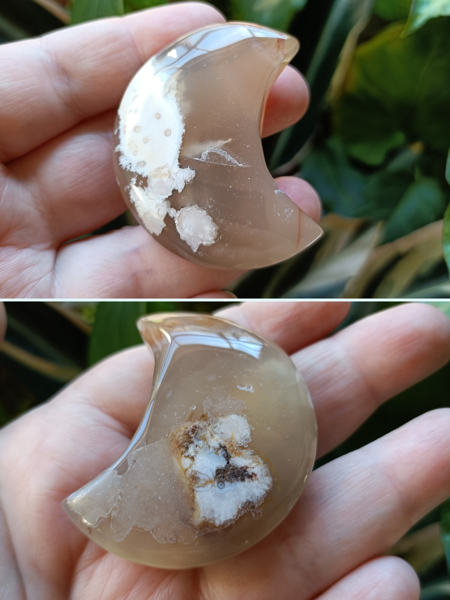 Pink Flower Agate Moon - 40-50g