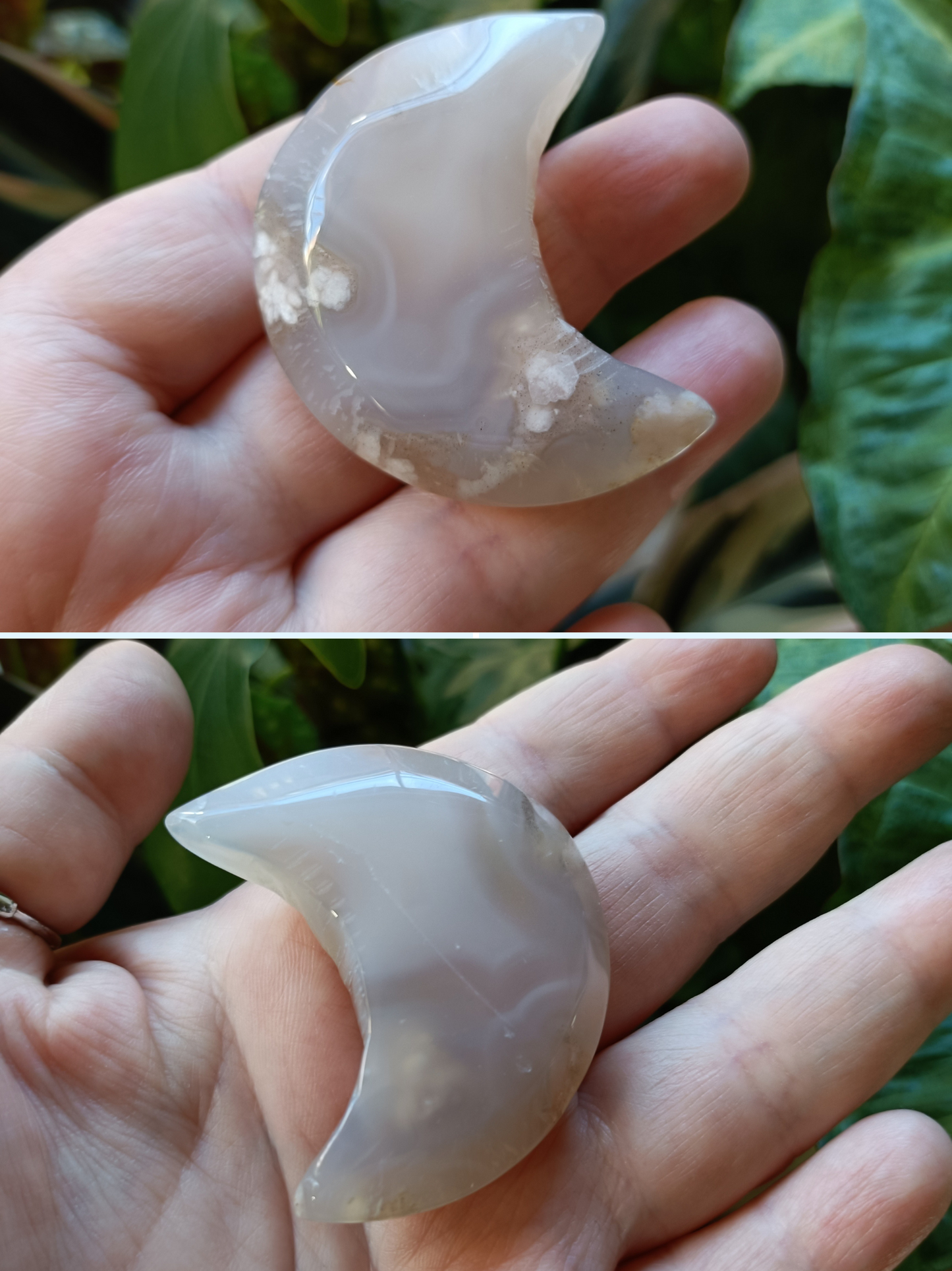 Pink Flower Agate Moon - 40-50g