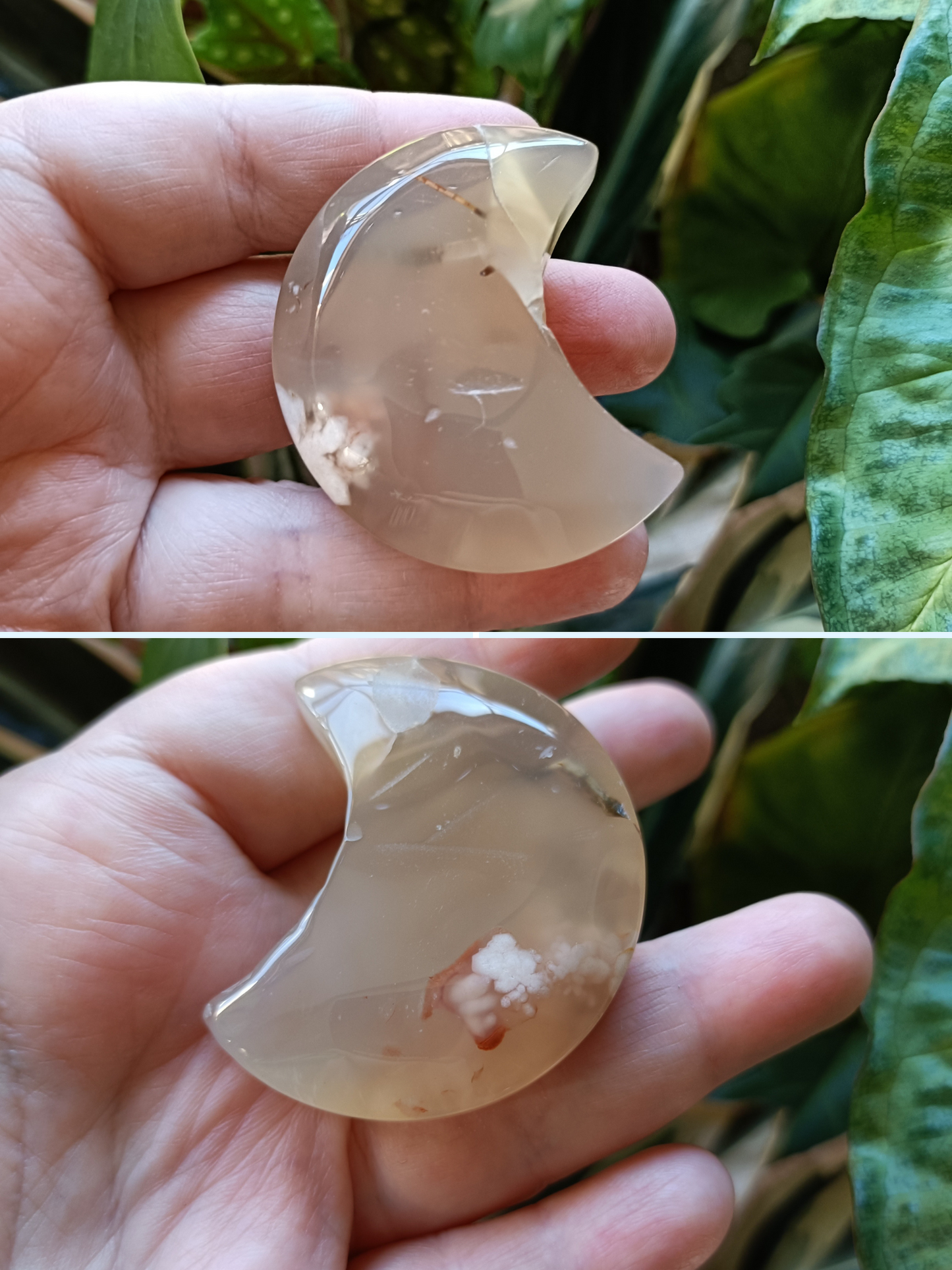 Pink Flower Agate Moon - 40-50g