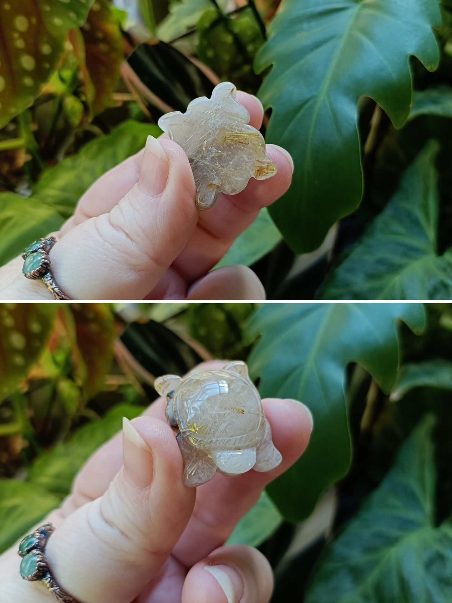 Mini Quartz with Rutile Turtle Carving - 14-23g